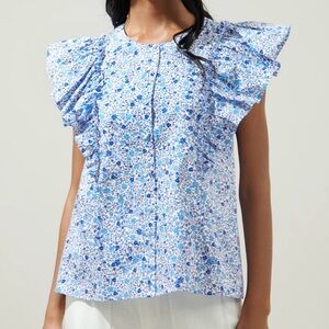Sugarlips Floral Ruffle Sleeve Top